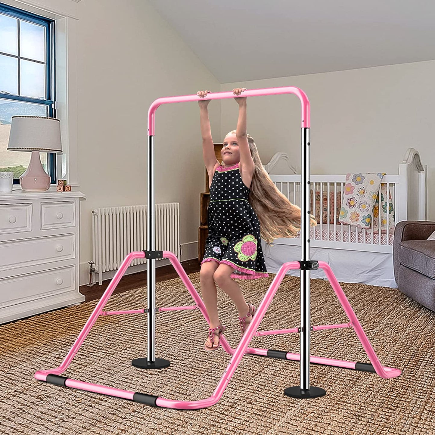 Gymnastics Bars Kids Kip Training Bars for Home, Folding Horizontal Bars with Adjustable Height, Practice Bar Gymnastic for Kid, Child, Girls, Boys