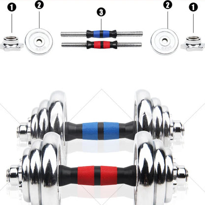 20KG Adjustable Weight Dumbells Fitness Dumbbell Electroplating Weight Bars Gym Dumbells Barbell Set for Men Body Building Home